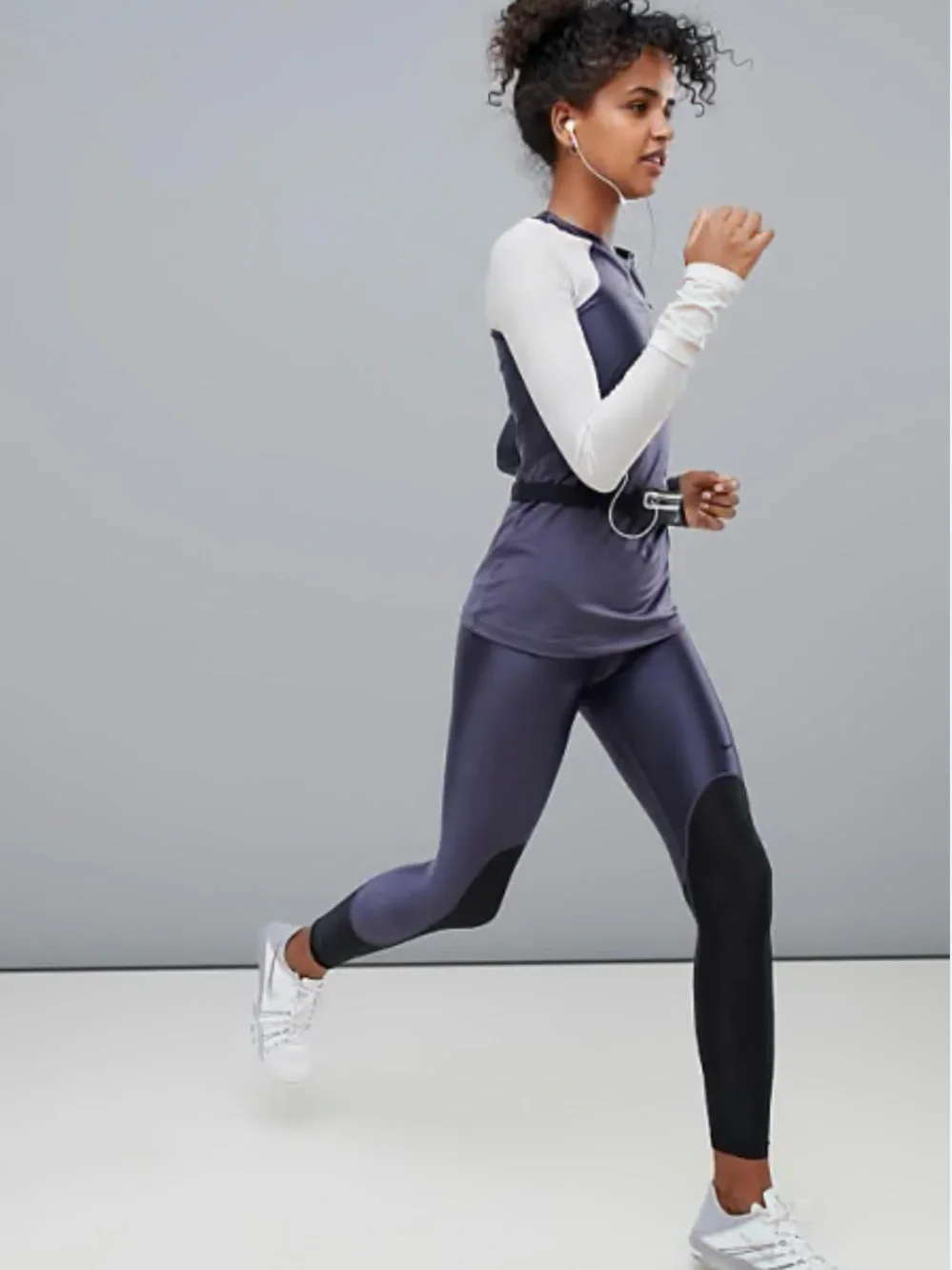 Nike Pro Hypercool Long Sleeve Colorblock Top Sheer Purple Nude Nylon